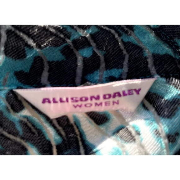 Allison Daley Textured Button Down Printed Blouse 24W Blue - Picture 4 of 4